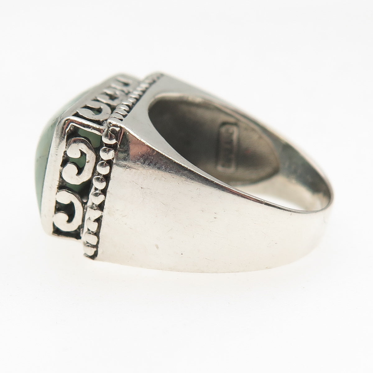 Sidney Evan 925 Sterling Silver Vintage Real Turquoise Oxidized Ring Size 8