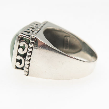 Sidney Evan 925 Sterling Silver Vintage Real Turquoise Oxidized Ring Size 8