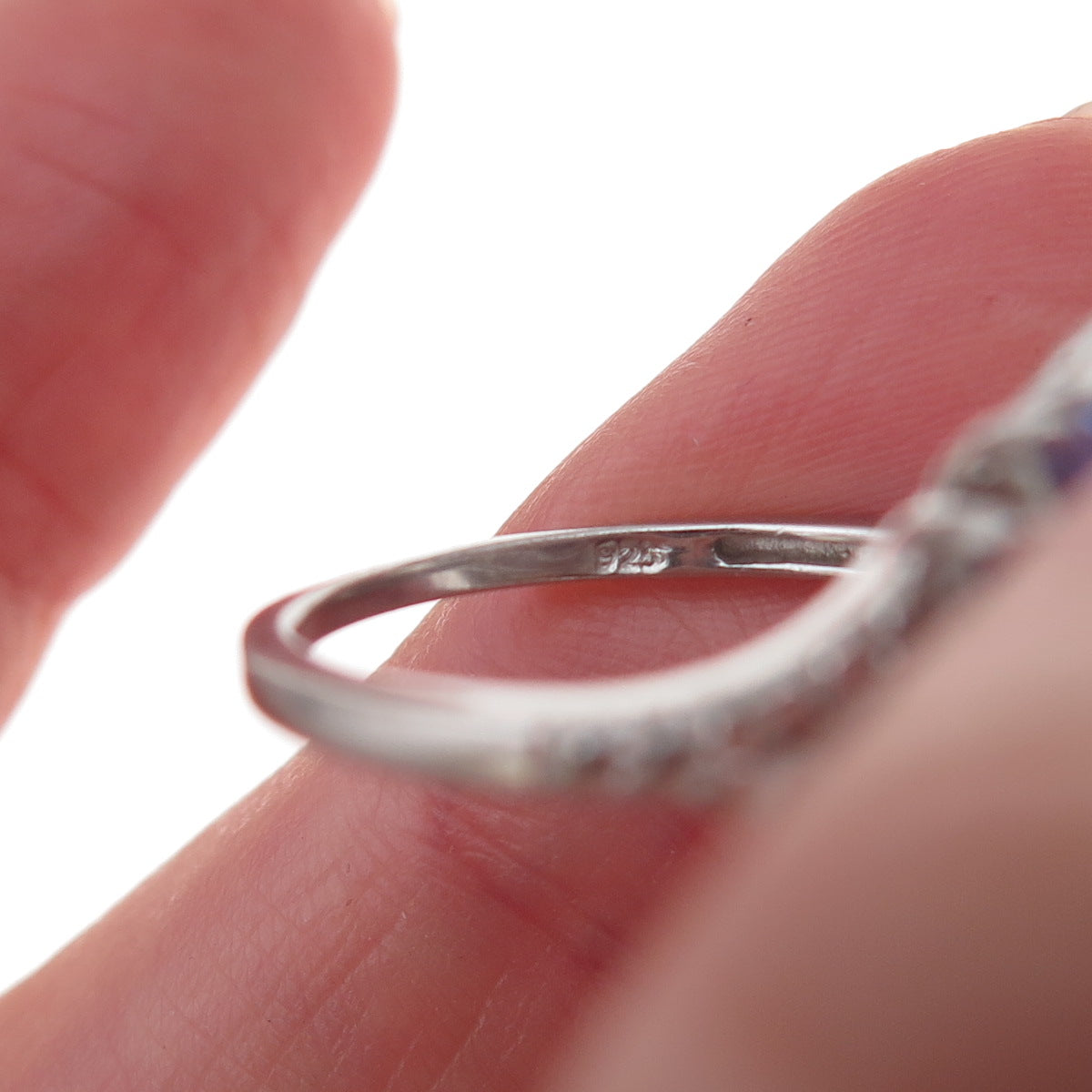 Chuck Clemency 925 Sterling Silver Real Diamond & Iolite Ring Size 6.75