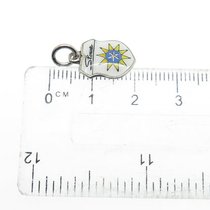 925 Sterling Silver Vintage Germany Enamel "Stowe" Coat of Arms Charm Pendant