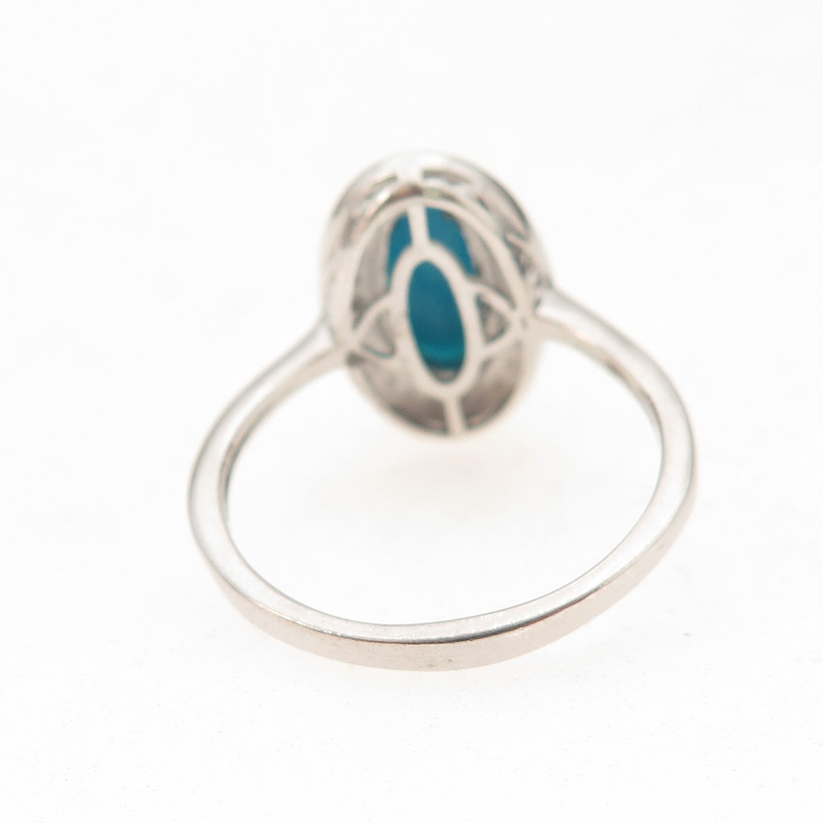 Chuck Clemency 925 Sterling Silver Real Blue Diamond & Turquoise Ring Size 8.75