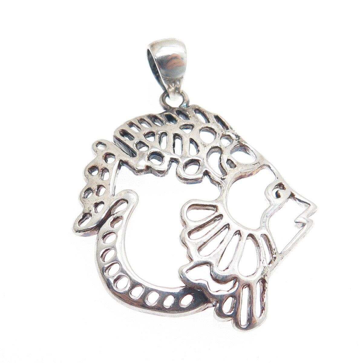 925 Sterling Silver Vintage Fish Charm Pendant