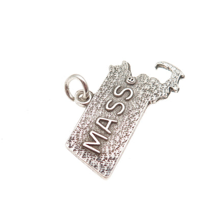 925 Sterling Silver Vintage Massachusetts State Map Mini Charm Pendant