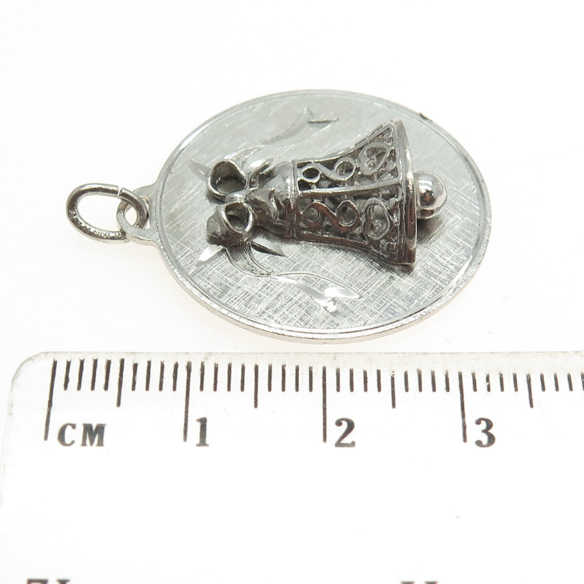 B. A. BALLOU & CO. 925 Sterling Silver Vintage Bell Round Pendant