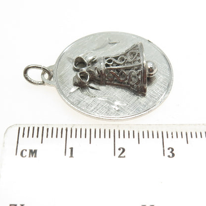 B. A. BALLOU & CO. 925 Sterling Silver Vintage Bell Round Pendant