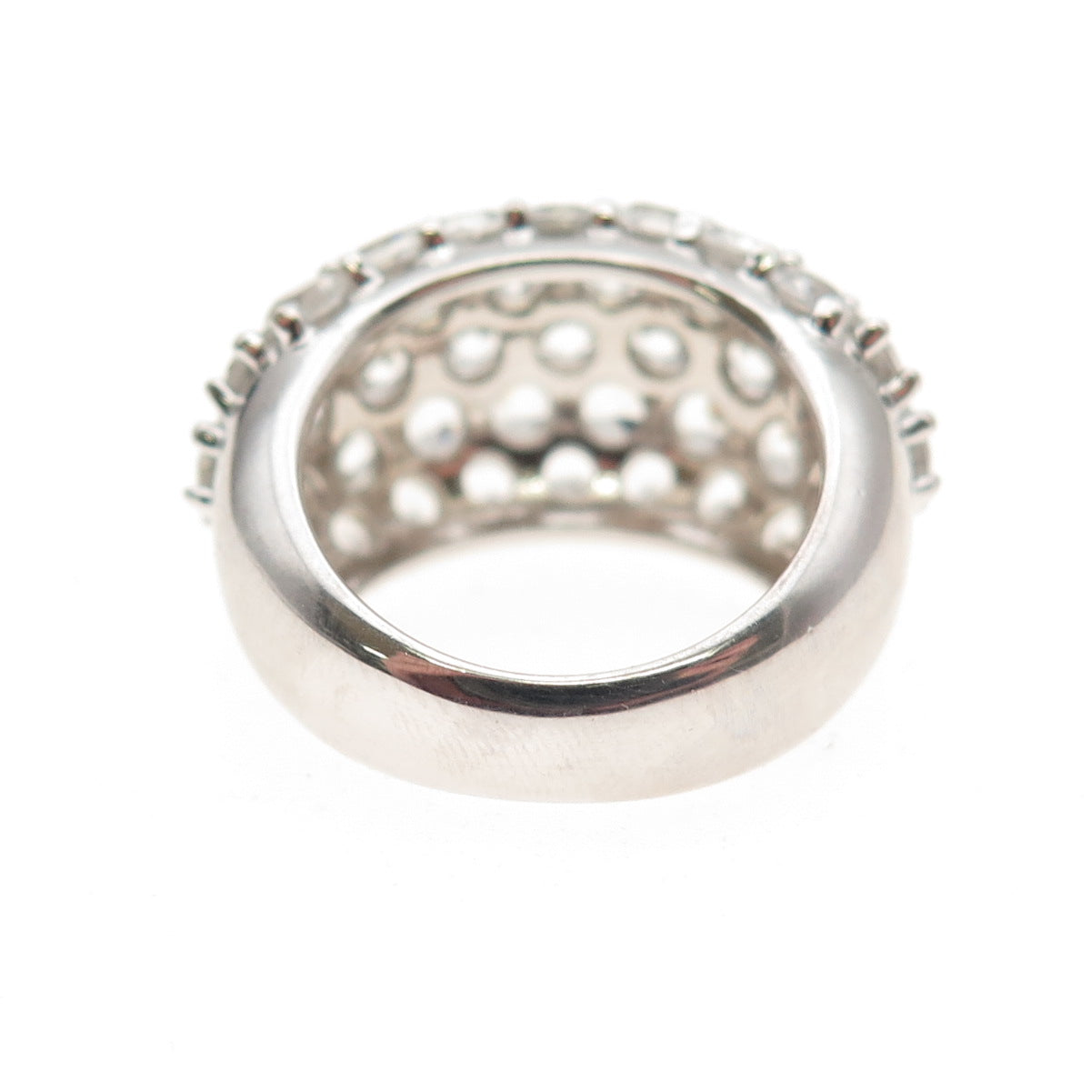 925 Sterling Silver Real Round-Cut White Topaz Dome Ring Size 5.5