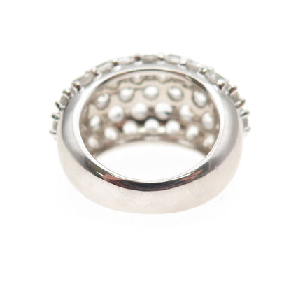 925 Sterling Silver Real Round-Cut White Topaz Dome Ring Size 5.5