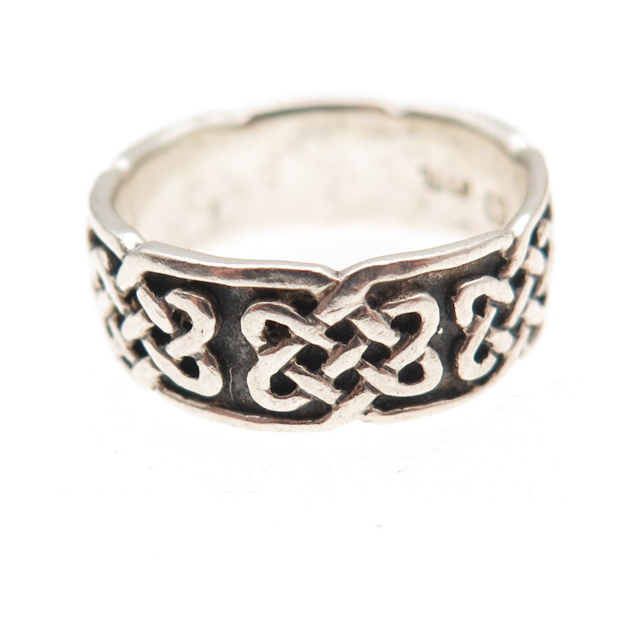Peter Stone 925 Sterling Silver Vintage Celtic Knot Oxidized Band Ring Size 7.75