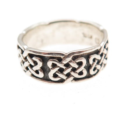 Peter Stone 925 Sterling Silver Vintage Celtic Knot Oxidized Band Ring Size 7.75