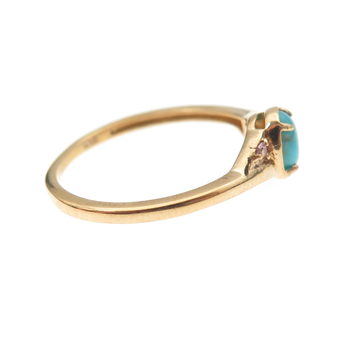 Chuck Clemency 925 Sterling Gold Plated Real Turquoise Pink Topaz Ring Size 7.25
