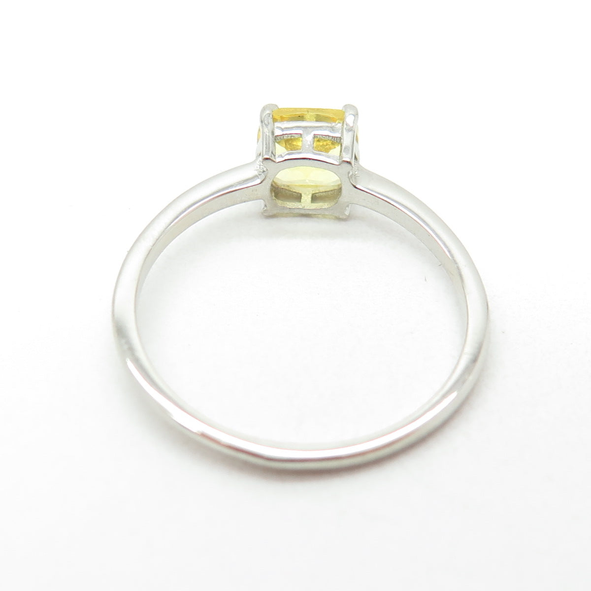 DAZZLERS 925 Sterling Silver Real Cushion-Cut Citrine Ring Size 9