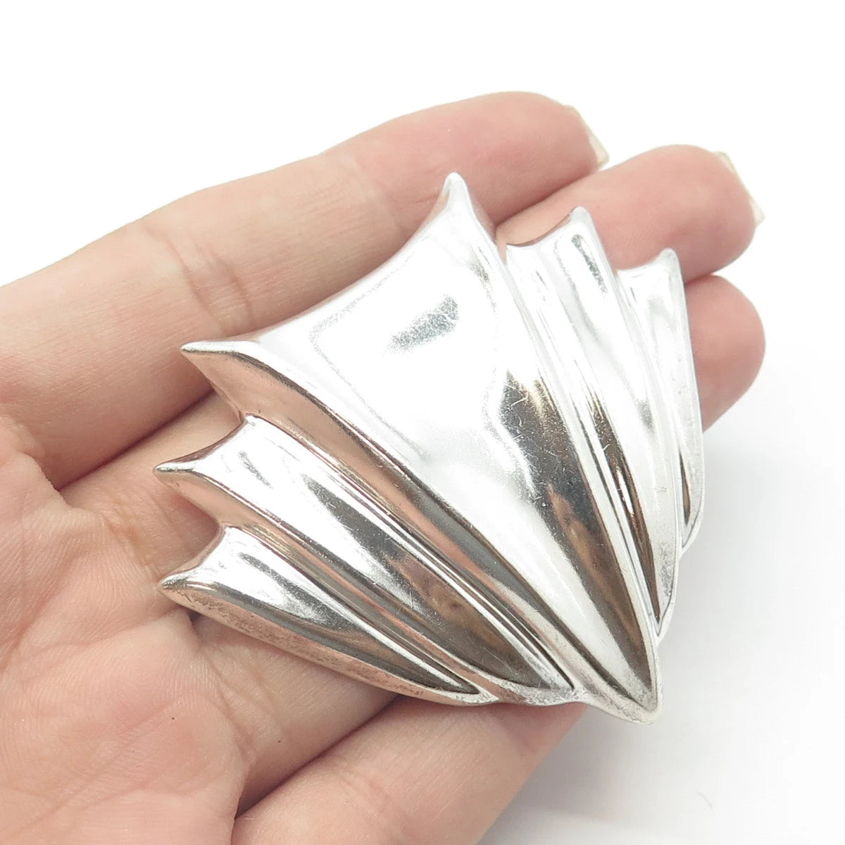 925 Sterling Silver Vintage Ribbed Pin Brooch