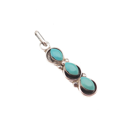 Old Pawn 925 Sterling Silver Vintage Southwestern Turquoise Tribal Charm Pendant