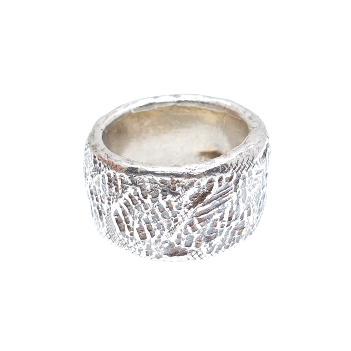 BRIM BITER 925 Sterling Silver Vintage Modernist Oxidized Band Ring Size 6