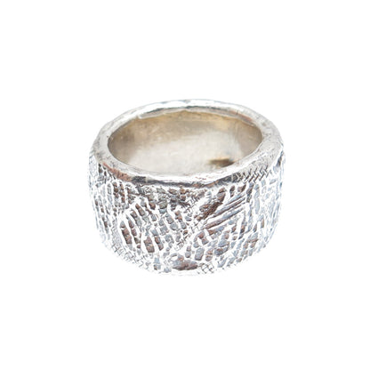 BRIM BITER 925 Sterling Silver Vintage Modernist Oxidized Band Ring Size 6