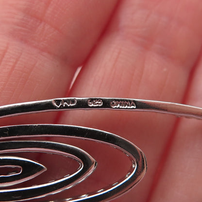 925 Sterling Silver Round-Cut C Z Multi-Circle Dangle Earrings