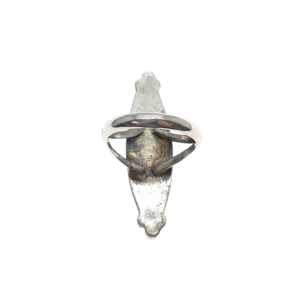 Old Pawn 925 Sterling Silver Vintage Jasper Black Onyx Inlay Tribal Ring Size 7