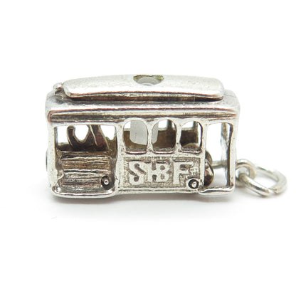 925 Sterling Silver Vintage Tram / Cable Car 3D Charm Pendant