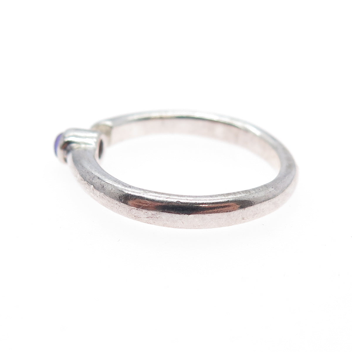 925 Sterling Silver Vintage Real Amethyst Adjustable Ring Size 6.25