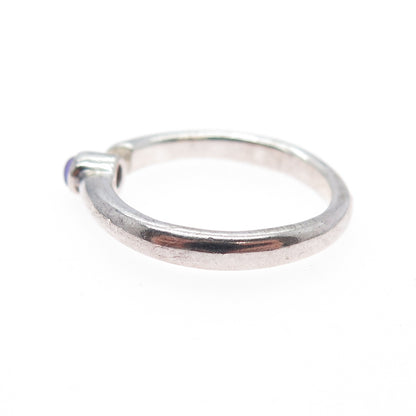 925 Sterling Silver Vintage Real Amethyst Adjustable Ring Size 6.25