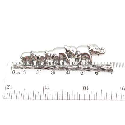 925 Sterling Silver Vintage Herd of Elephant Oxidized Pin Brooch
