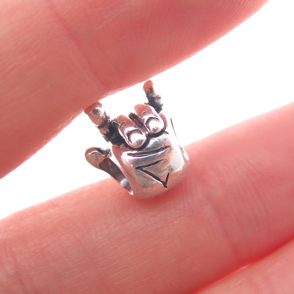 925 Sterling Silver I Love You Sign Slide Bead Charm