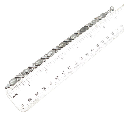 925 Sterling Silver Vintage Diamond-Cut "X" Link Bracelet 7.25"