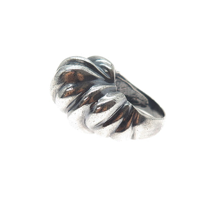 925 Sterling Silver Vintage Modernist Dome Oxidized Ring Size 7