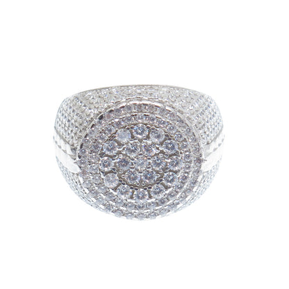 925 Sterling Silver Round-Cut Shaped C Z Sparkle Domed Ring Size 12