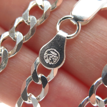 P. LUX 925 Sterling Silver Vintage Italy Curb Chain Necklace 18"