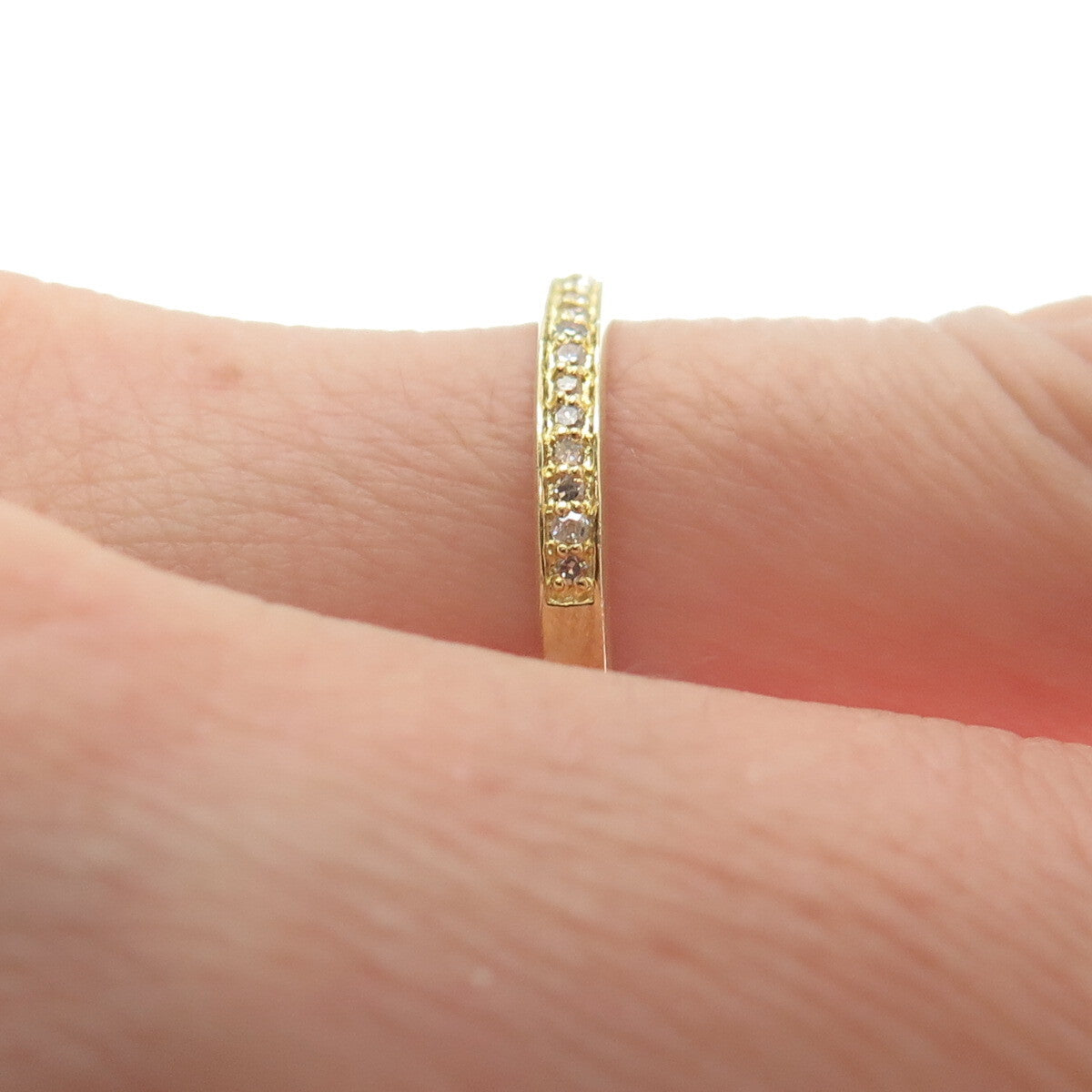 925 Sterling Silver Gold Plated Real Round-Cut Diamond Eternity Ring Size 6.75