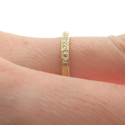 925 Sterling Silver Gold Plated Real Round-Cut Diamond Eternity Ring Size 6.75