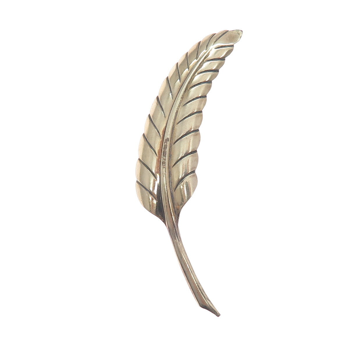 HARRY S. BICK Sterling Silver & 1/20 12K Gold Filled Vintage Feather Pin Brooch