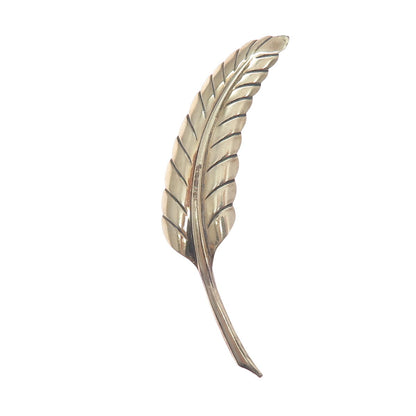 HARRY S. BICK Sterling Silver & 1/20 12K Gold Filled Vintage Feather Pin Brooch