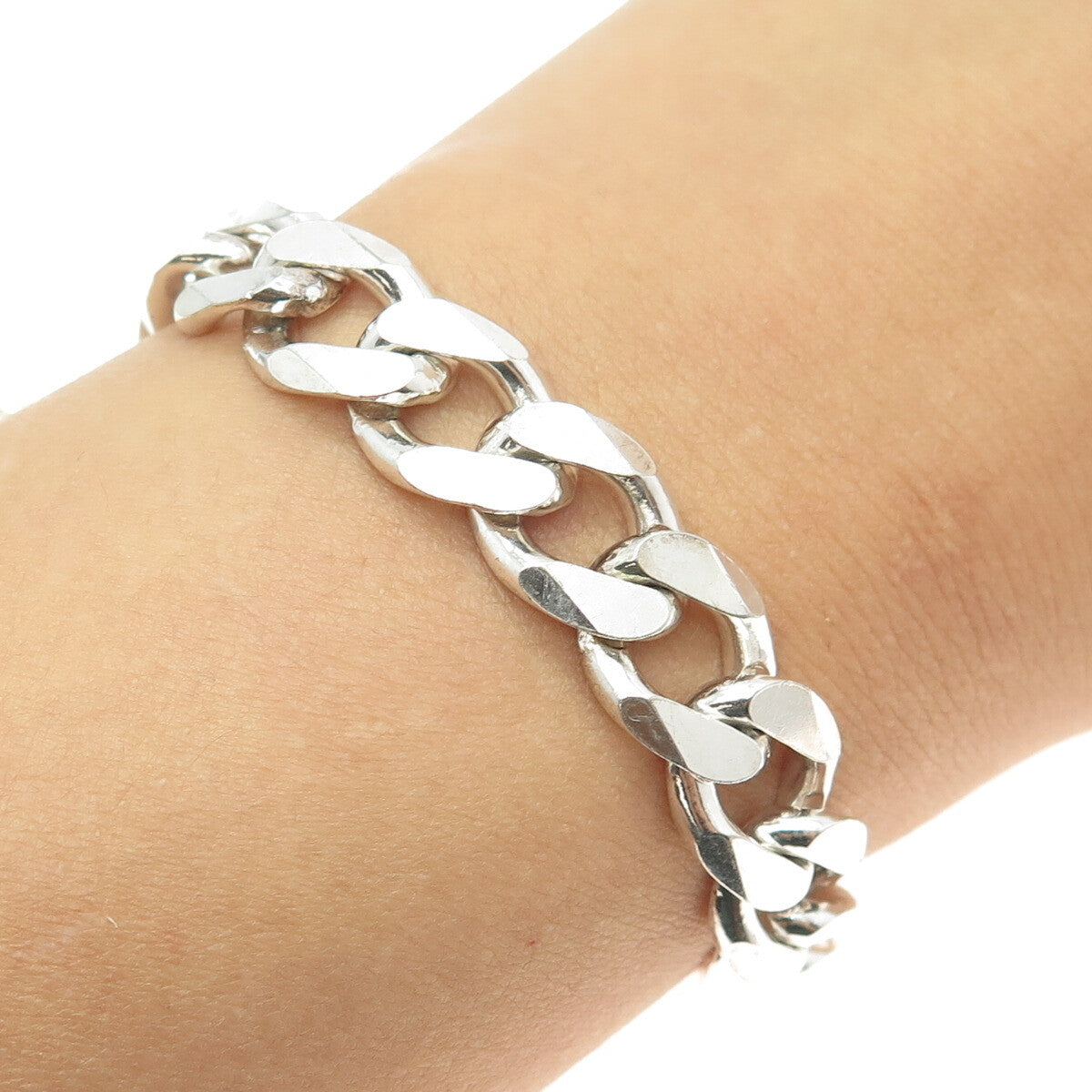 925 Sterling Silver Vintage Italy Cuban Link Bracelet 8.75"