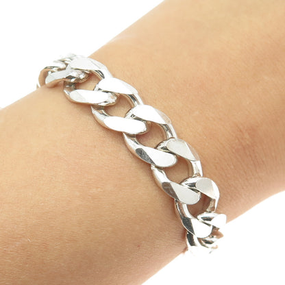 925 Sterling Silver Vintage Italy Cuban Link Bracelet 8.75"