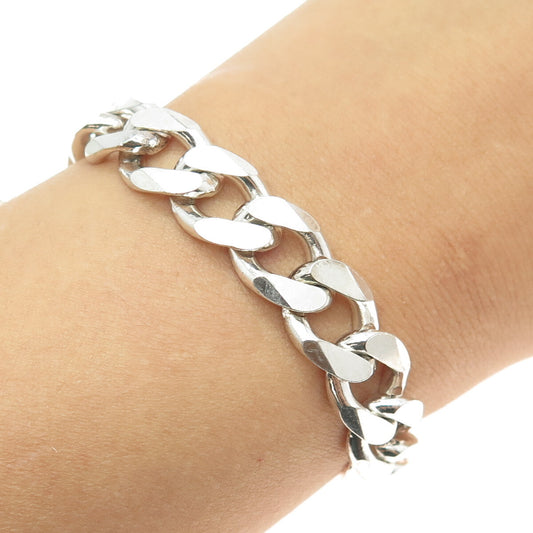 925 Sterling Silver Vintage Italy Cuban Link Bracelet 8.75"