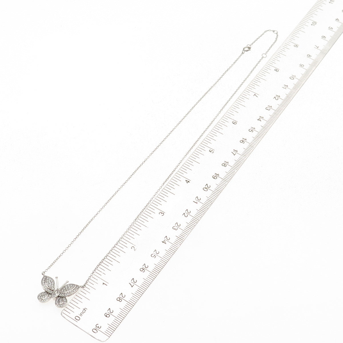 925 Sterling Round & Marquise-Cut C Z Butterfly Cable Chain Necklace 16-18"
