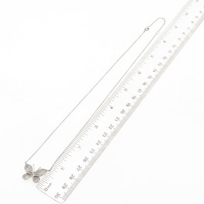 925 Sterling Round & Marquise-Cut C Z Butterfly Cable Chain Necklace 16-18"