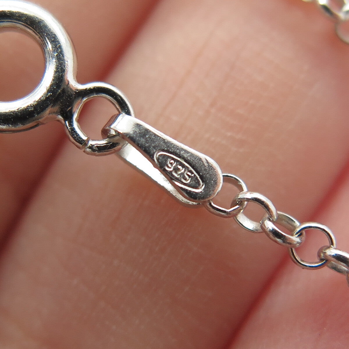 925 Sterling Silver Round-Cut C Z Floral Key Cable Chain Necklace 16"