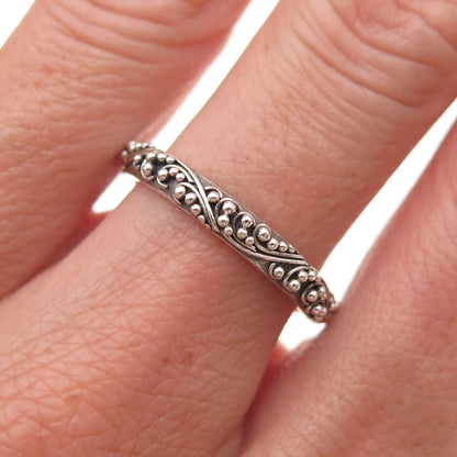Lois Hill 925 Sterling Silver Vintage Granulated Scroll Band Ring Size 7.25