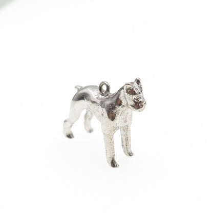 925 Sterling Silver Vintage Pit Bull Dog Mini 3D Charm Pendant
