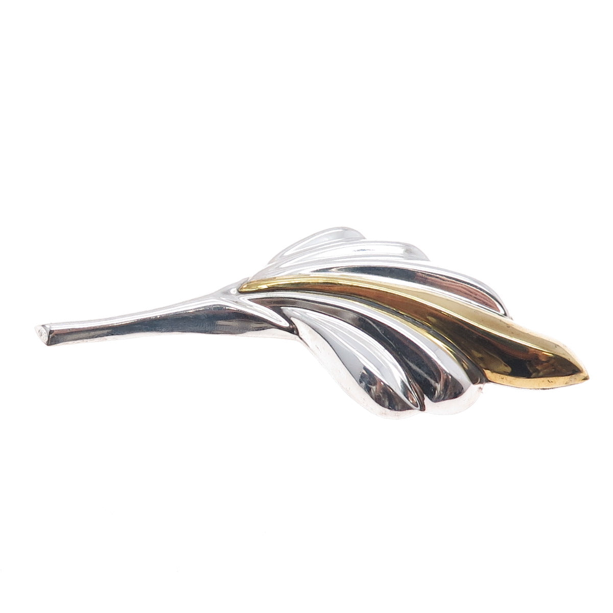 LATON 925 Sterling Silver 2-Tone Vintage Mexico Modernist Pin Brooch