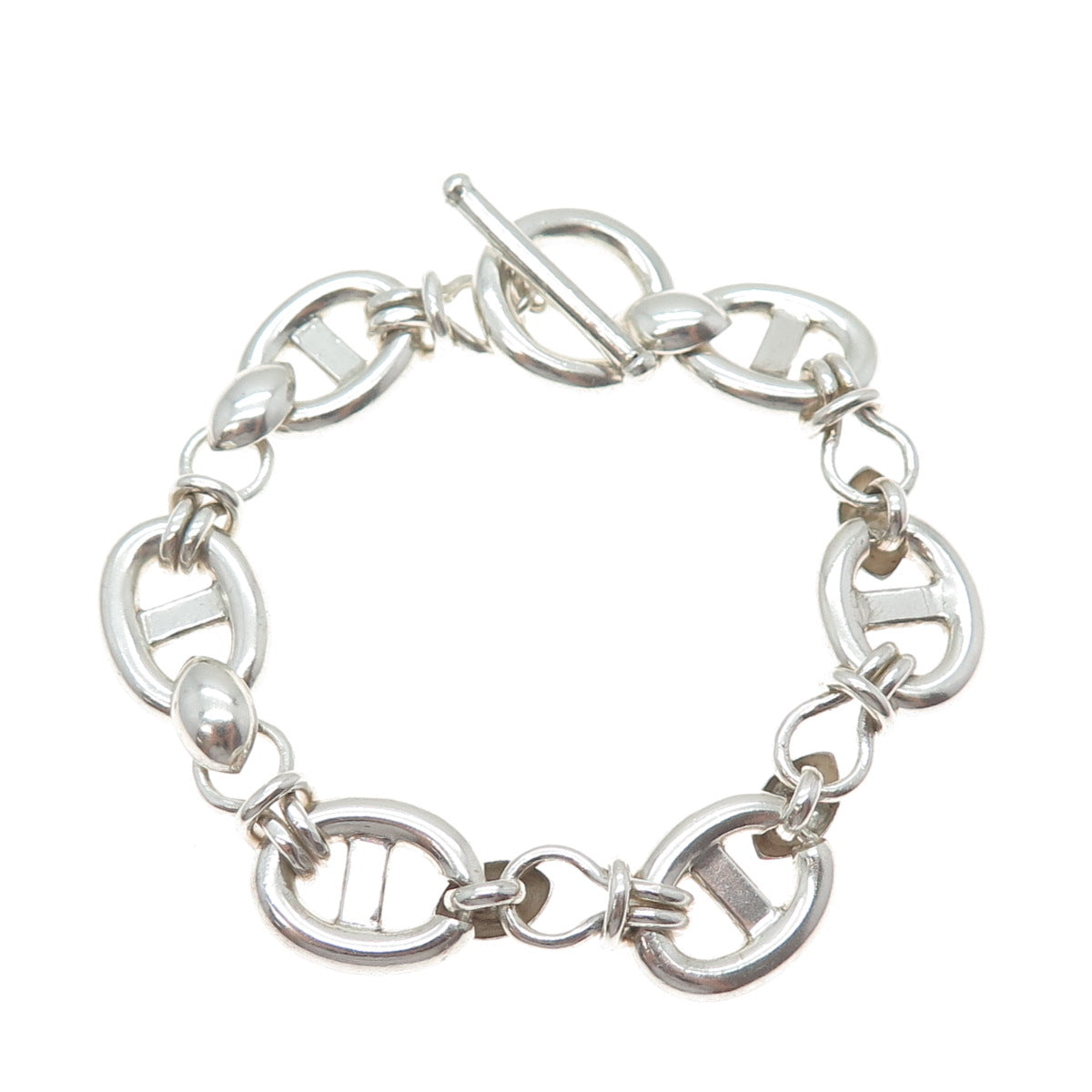 925 Sterling Silver Vintage Anchor Link Bracelet 6.75"