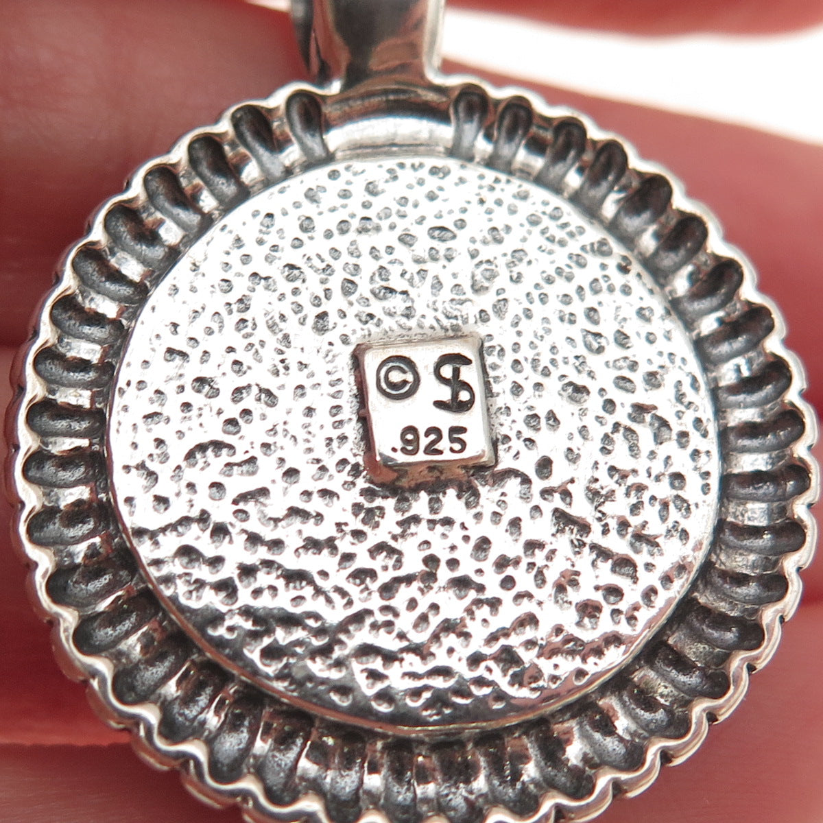 Shube 925 Sterling Silver Vintage Real Lapis Sun Oxidized Pendant
