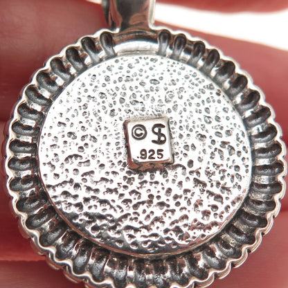 Shube 925 Sterling Silver Vintage Real Lapis Sun Oxidized Pendant
