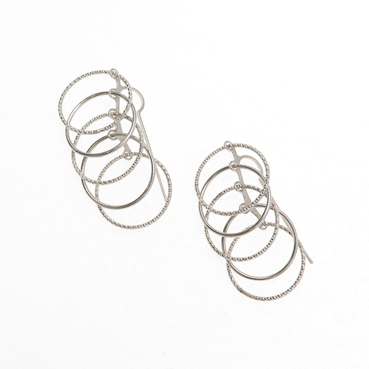 925 Sterling Silver Italy Multi-Circle Dangle Earrings