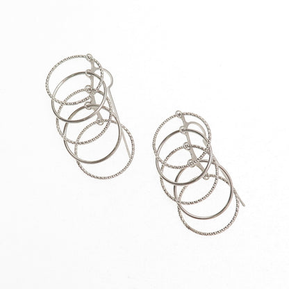 925 Sterling Silver Italy Multi-Circle Dangle Earrings