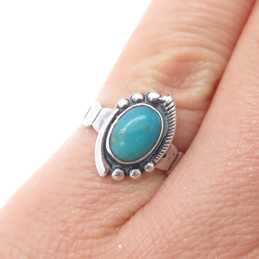 Bell Trading Post Old Pawn 925 Sterling Silver Vintage Turquoise Ring Size 4.25