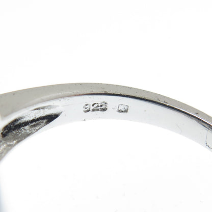 925 Sterling Silver Real White Diamond & Smoky Quartz Ornate Ring Size 10.25